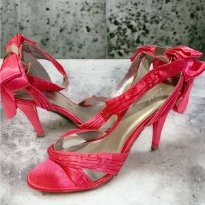 Charlotte Russe Size 9 Pink Satin Bow Back Strappy Heel